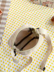 小時尚熊貼布燈芯絨素色信使單肩包,女孩簡約風條紋圖案斜肩包多用途方形錢包,復古小手機包零錢包輕便迷你收納袋流行百搭背包手提包適用於戶外遊玩 - 卡其色 - 查看 7