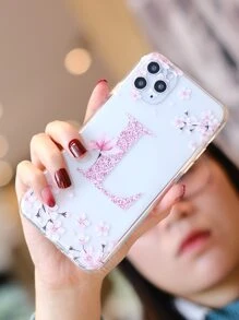 苹果花朵字母图案透明手机壳 适用于 iPhone15/15Plus/15Pro/15Promax - 無色 - 查看 2