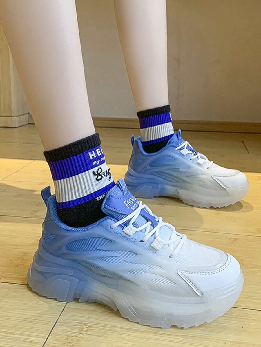 Zapatillas deportivas chunky de dos tonos con textura - Azul - Ver 1