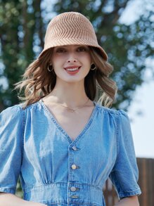 極簡風格漁夫帽 - 亮橙色 - 查看 5