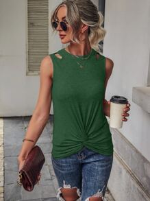 SHEIN Unity Top tank con abertura bajo girante - Verde - Ver 5