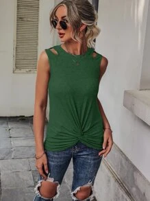 SHEIN Unity Top tank con abertura bajo girante - Verde - Ver 6
