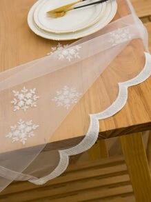 1入組雪花刺繡桌布 - 白色 - 查看 6