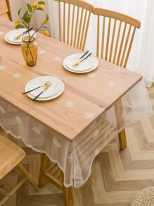 1入組雪花刺繡桌布 - 白色 - 查看 8