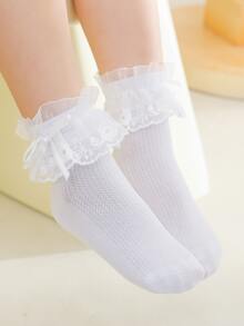 Toddler Girls Ruffle Hem Socks - White - View 2