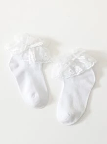Toddler Girls Ruffle Hem Socks - White - View 3