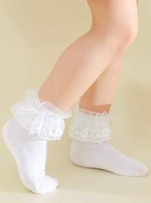 Toddler Girls Ruffle Hem Socks - White - View 4