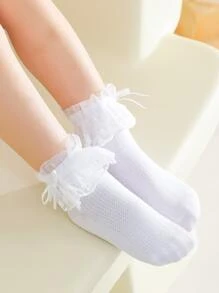 Toddler Girls Ruffle Hem Socks - White - View 5