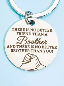 男士字母細節圓形吊飾鑰匙圈 - 銀色 - 查看 3