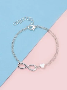 Niñas Pulsera infinito & con adorno de corazón - Plateado - Ver 2
