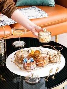 1套小吃盤和蓋子和托盤 - 香檳色 - 查看 2