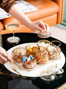 1套小吃盤和蓋子和托盤 - 香檳色 - 查看 6