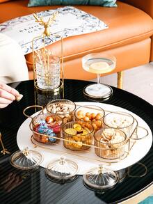 1套小吃盤和蓋子和托盤 - 香檳色 - 查看 7