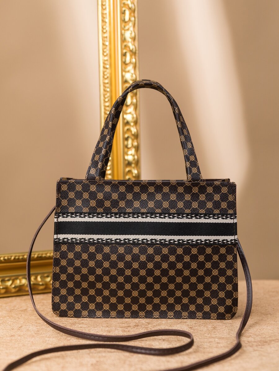 Bolso cartera con estampado de dibujo - Marrón - Ver 1