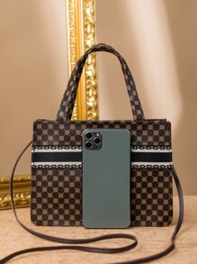 Bolso cartera con estampado de dibujo - Marrón - Ver 3