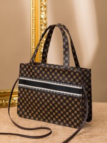 Bolso cartera con estampado de dibujo - Marrón - Ver 4