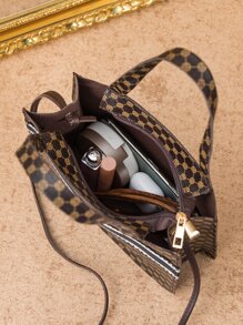 Bolso cartera con estampado de dibujo - Marrón - Ver 5