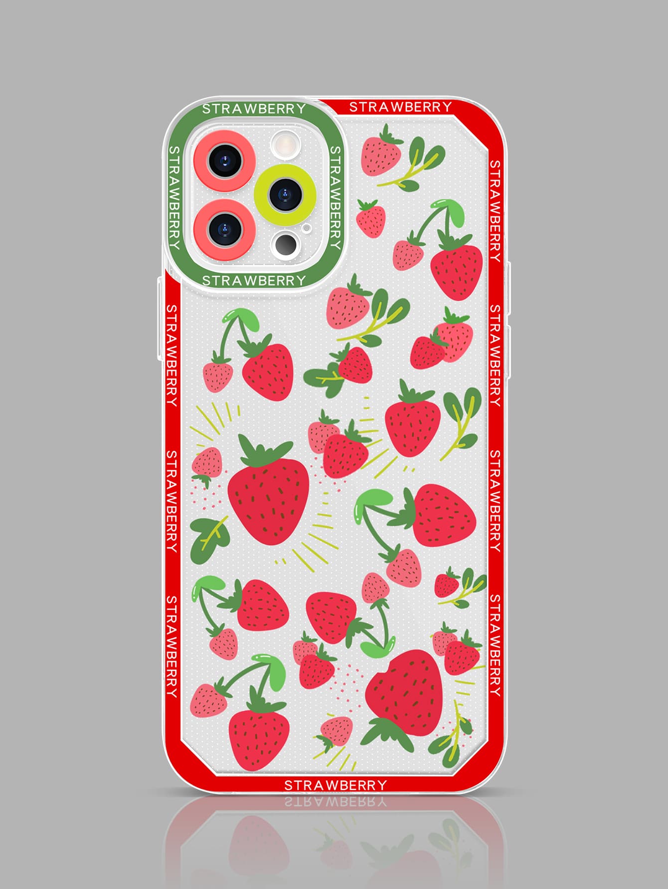 Funda de celular transparente con patrón de fresa - Multicolor - Ver 1
