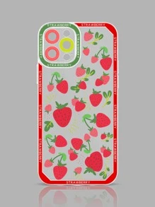 Funda de celular transparente con patrón de fresa - Multicolor - Ver 2
