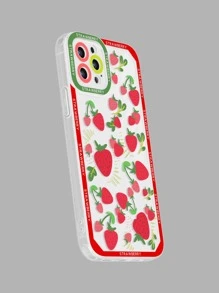 Funda de celular transparente con patrón de fresa - Multicolor - Ver 3