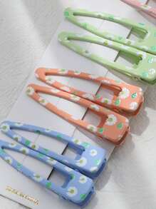 10入組花卉印花髮夾，可愛休閒風 - 彩色 - 查看 3