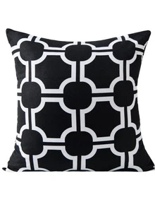 1入組幾何樣式枕套不附帶枕芯 - 黑與白 - 查看 2