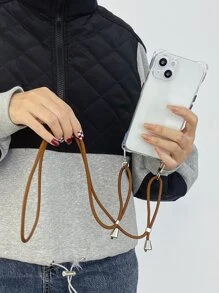 防摔透明手機殼帶掛繩相容 iPhone15/15Plus/15Pro/15Promax - 棕色 - 查看 2