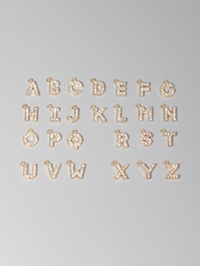 26pcs DIY Rhinestone Letter Charm