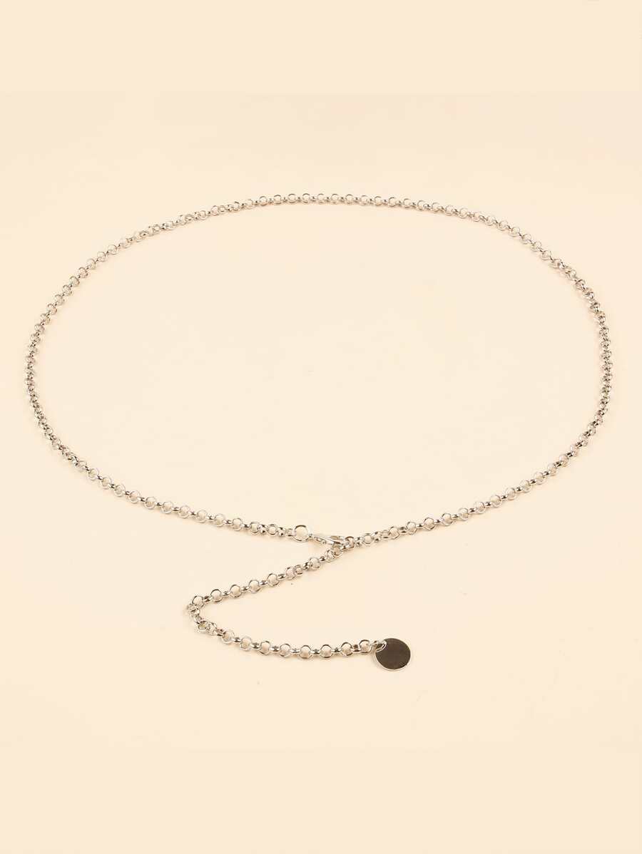 Round Charm Waist Chain Belt Street - Silver - View 1