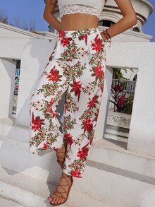 Pantalones con estampado floral de talle alto - Multicolor - Ver 6