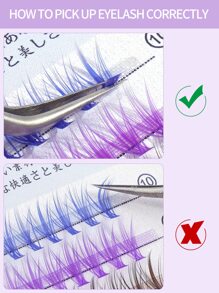 紫色/藍色/黑色/棕色100束天然睫毛延長卷人造水貂睫毛單個20D簇狀睫毛化妝品 - 彩色 - 查看 3