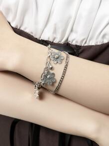 ROMWE Fairycore 花朵裝飾手鏈 - 銀色 - 查看 1