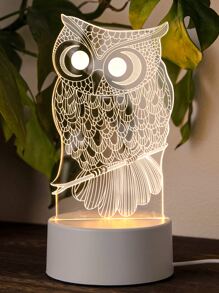 1 pieza luz nocturna de búho 3D cambiable de 3 colores - Multicolor - Ver 1