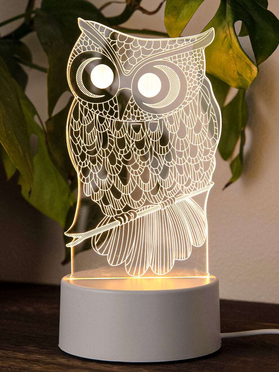 1 pieza luz nocturna de búho 3D cambiable de 3 colores - Multicolor - Ver 1