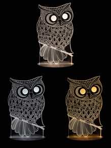 1 pieza luz nocturna de búho 3D cambiable de 3 colores - Multicolor - Ver 2