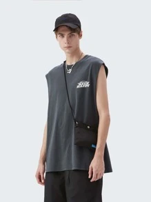 Tops Nam Lá thư Giải trí - Màu xám đen - Xem 1