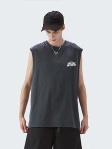 Tops Nam Lá thư Giải trí - Màu xám đen - Xem 3