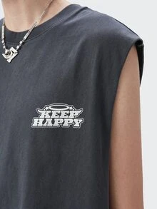 Tops Nam Lá thư Giải trí - Màu xám đen - Xem 4