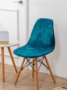 Solid Color Stretchy Chair Slipcover, Blue Polyester Dining Chair Dust Slipcover For Household - Blue - View 1