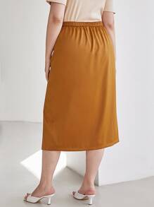 MOTF PREMIUM PLUS SLIT SKIRT - Brown - View 2