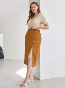 MOTF PREMIUM PLUS SLIT SKIRT - Brown - View 5