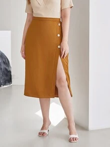 MOTF PREMIUM PLUS SLIT SKIRT - Brown - View 6