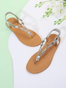 Dép bệt Nữ Pha lê kim cương màu trơn Kỳ nghỉ - Bạc - Xem 5