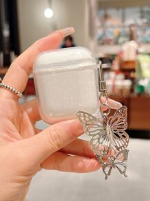 Hộp đựng mặt dây chuyền hình bướm bằng kim loại tương thích với AirPods - Trong sáng - Xem 5