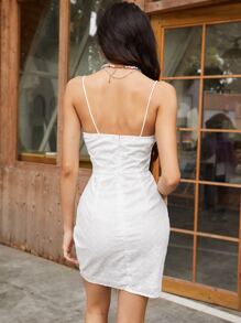 SHEIN VCAY Vestido de tirantes con cordón fruncido ribete fruncido schiffy