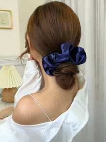 1pc Solid Scrunchie - Navy Blue - View 1