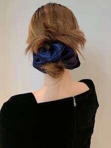 1pc Solid Scrunchie - Navy Blue - View 2