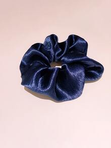 1pc Solid Scrunchie - Navy Blue - View 3