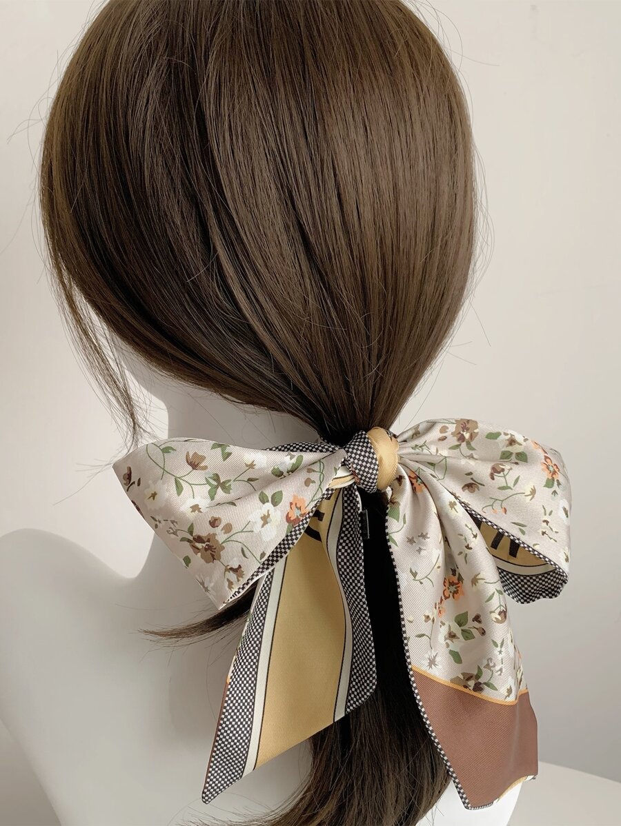 Flower Print Hair Band - Coffee - View 1