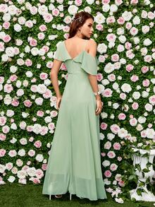 Váy phù dâu Xù màu trơn Hấp dẫn - Màu xanh Bạc hà - Xem 2